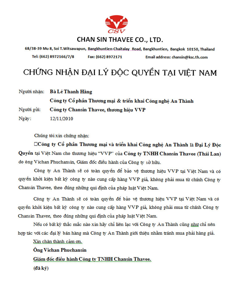 Chứng nhận Tiếng Việt