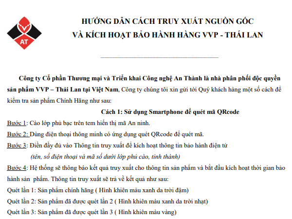 Hướng dẫn truy xuất sản phẩm VVP