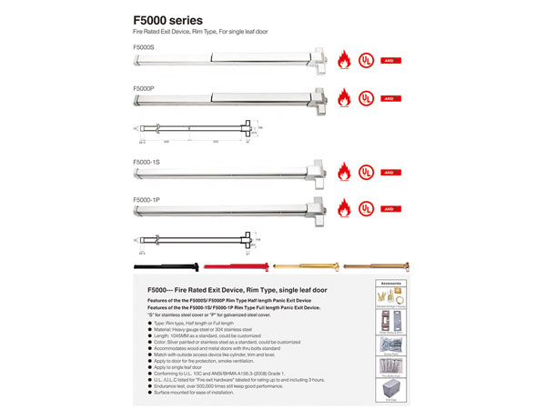 Thanh thoát hiểm đơn Top one F5000 SERIES